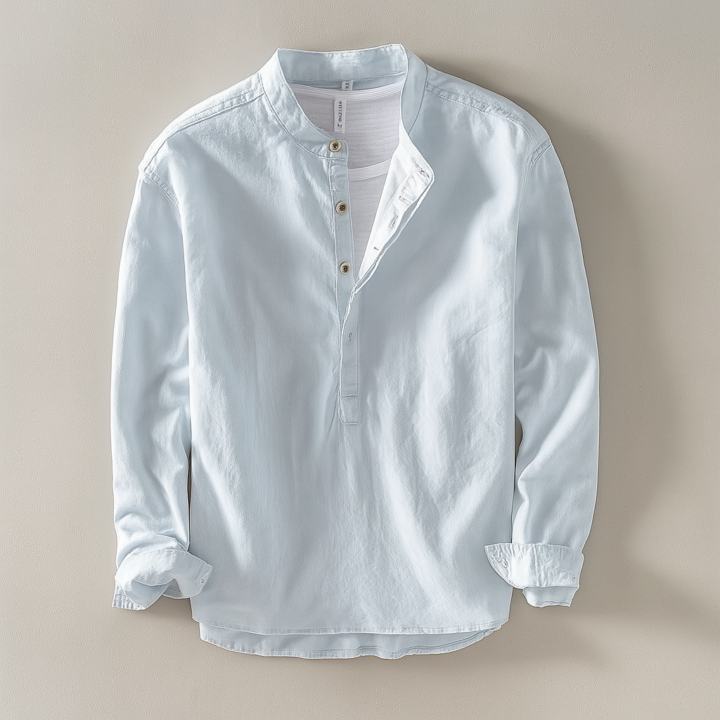 Ithaca Mandarin-Collar Linen Shirt – view 11