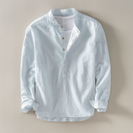 Ithaca Mandarin-Collar Linen Shirt – view 11