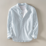 Ithaca Mandarin-Collar Linen Shirt – view 11