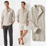 Ithaca Mandarin-Collar Linen Shirt – view 3