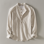 Ithaca Mandarin-Collar Linen Shirt – view 4