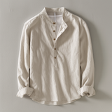 Ithaca Mandarin-Collar Linen Shirt – view 4