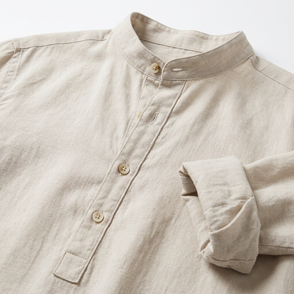 Ithaca Mandarin-Collar Linen Shirt – view 5