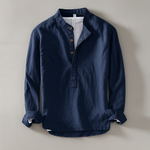 Ithaca Mandarin-Collar Linen Shirt – view 7