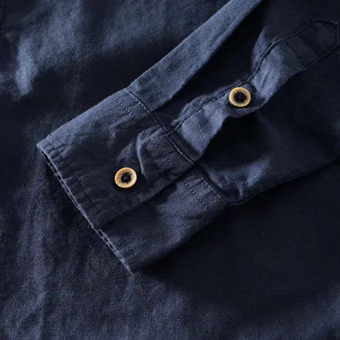 Ithaca Mandarin-Collar Linen Shirt – view 9