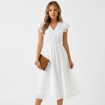 Jolie V-Neck Ruffle Sleeve Midi Dress – view 1