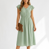 Jolie V-Neck Ruffle Sleeve Midi Dress – view 10