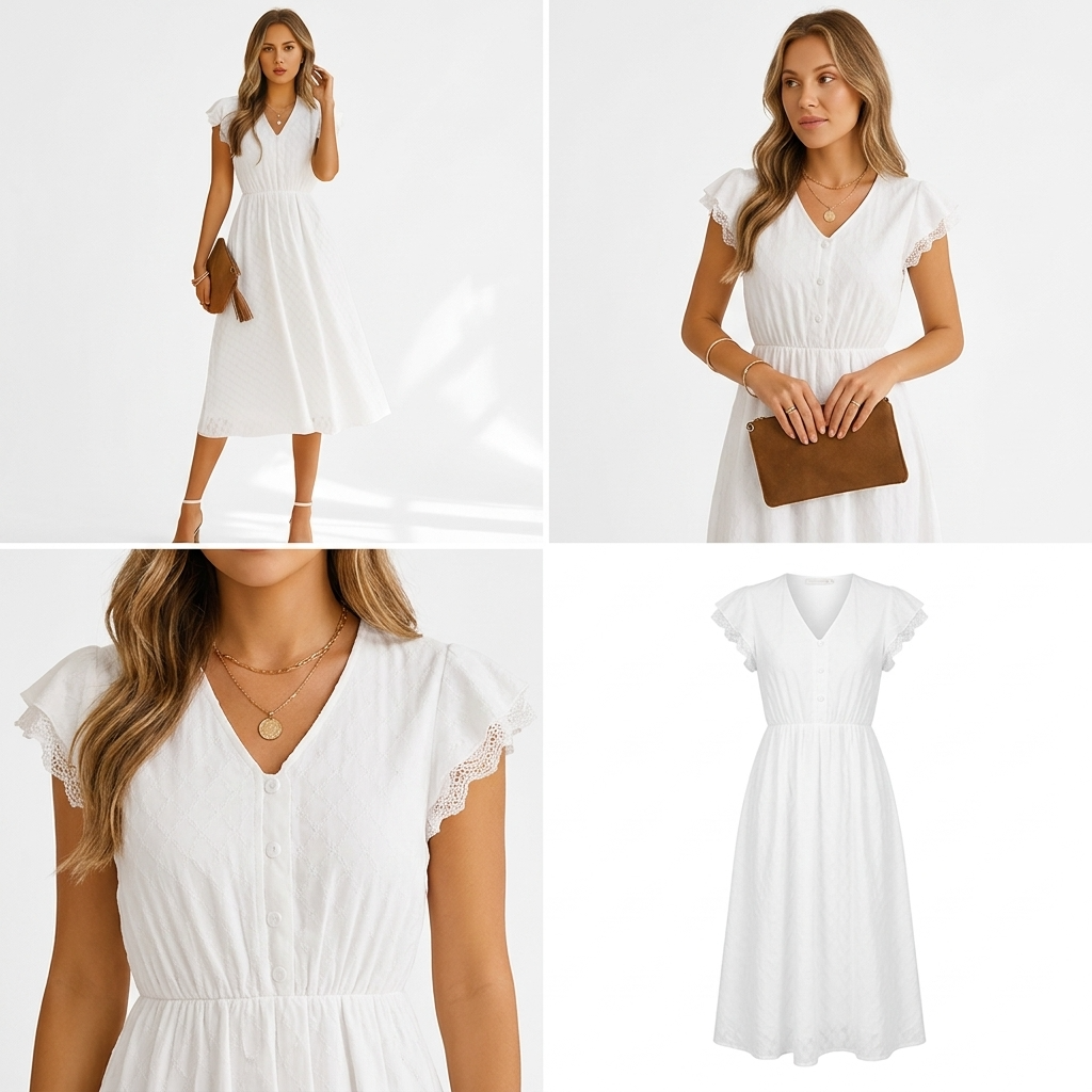 Jolie V-Neck Ruffle Sleeve Midi Dress – view 6