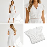 Jolie V-Neck Ruffle Sleeve Midi Dress – view 7