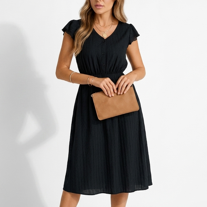 Jolie V-Neck Ruffle Sleeve Midi Dress – view 8
