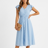 Jolie V-Neck Ruffle Sleeve Midi Dress – view 9