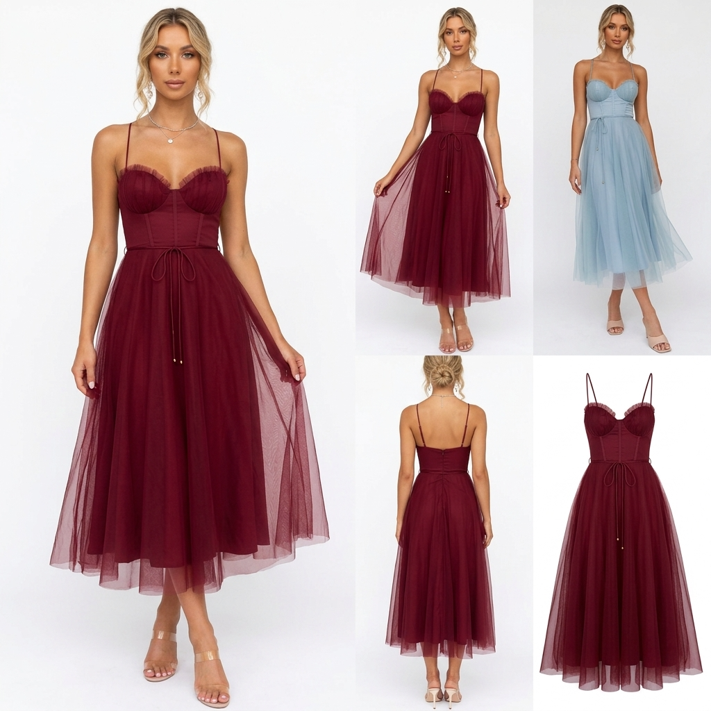 Josephine Tulle Corset Midi Dress – view 5