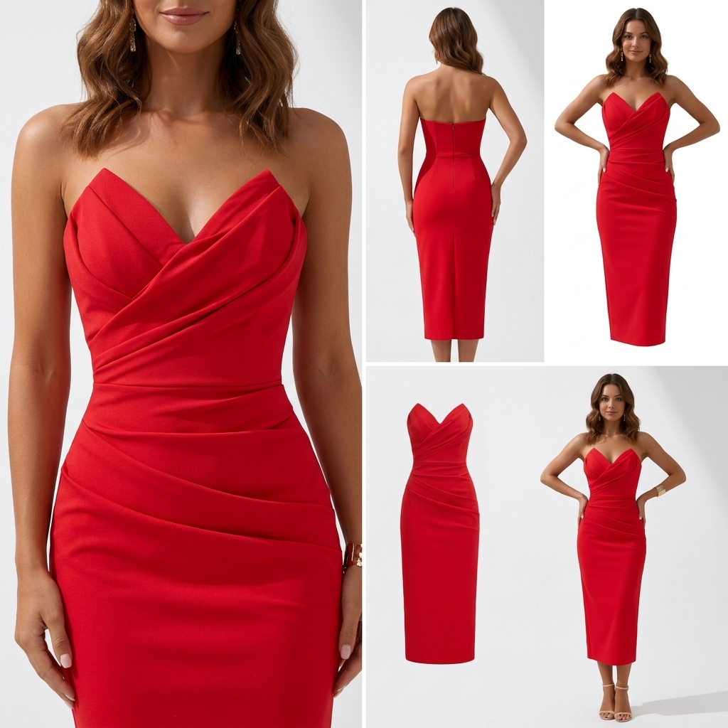 Katarina Strapless Sweetheart Midi Dress – view 4