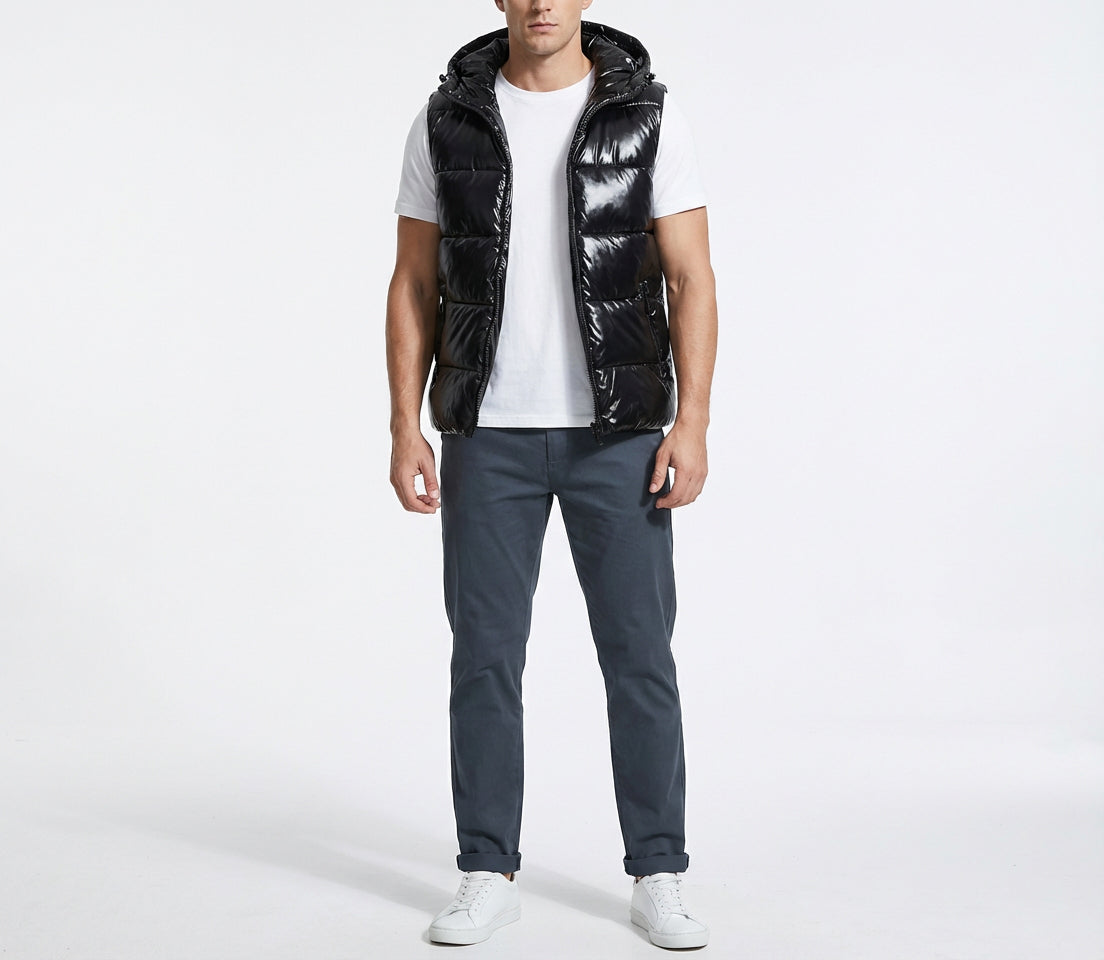 Kingsley Glossy Hooded Puffer Vest – view 2