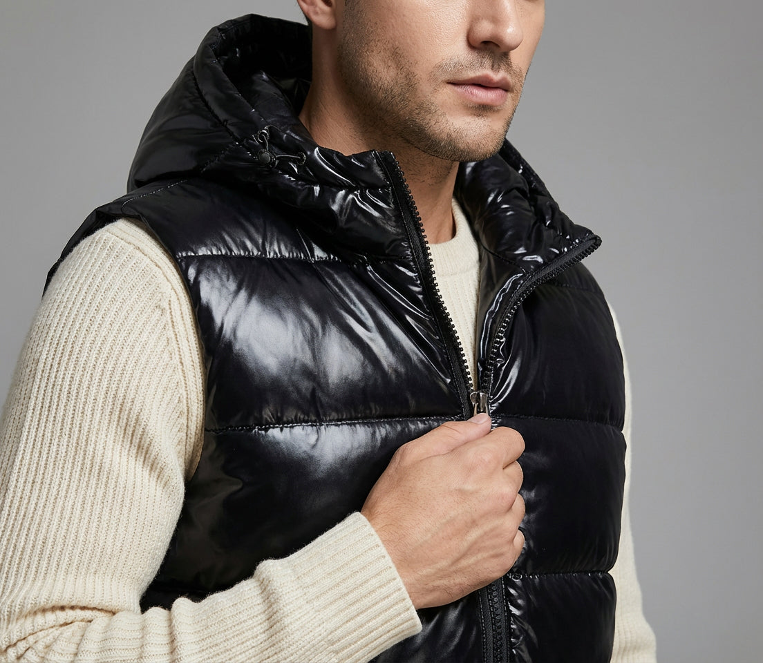 Kingsley Glossy Hooded Puffer Vest – view 3