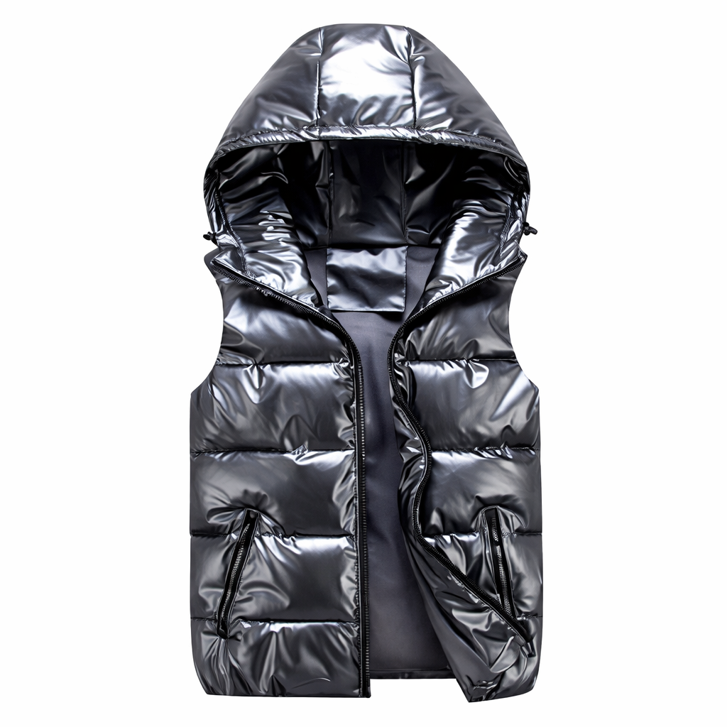 Kingsley Glossy Hooded Puffer Vest – view 5