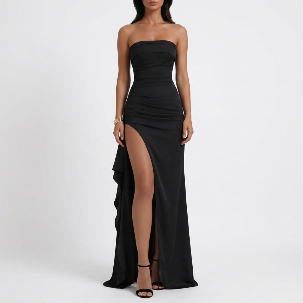 Lila Draped Strapless Maxi Dress – view 1