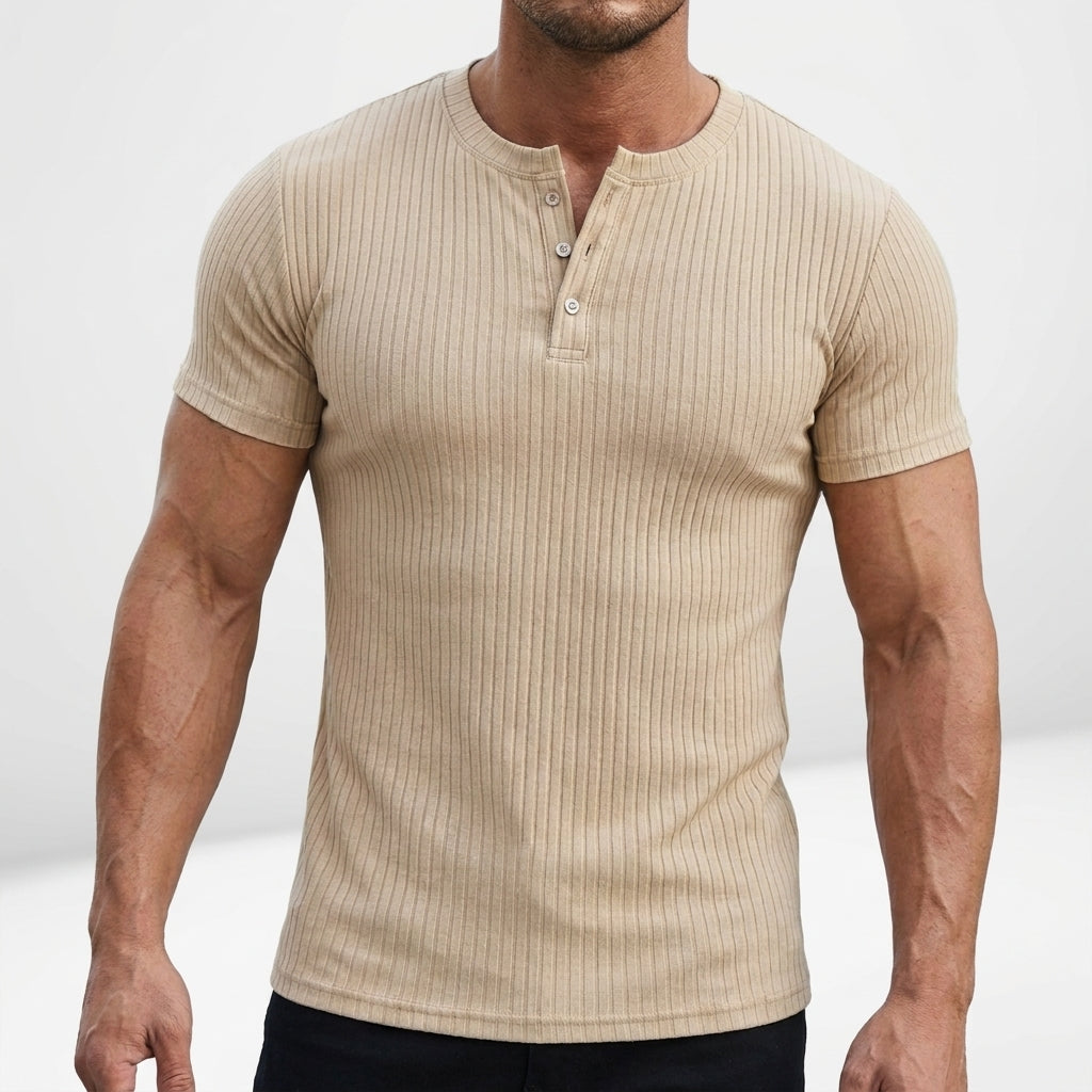 Lucca Ribbed Slim-Fit Henley – view 3
