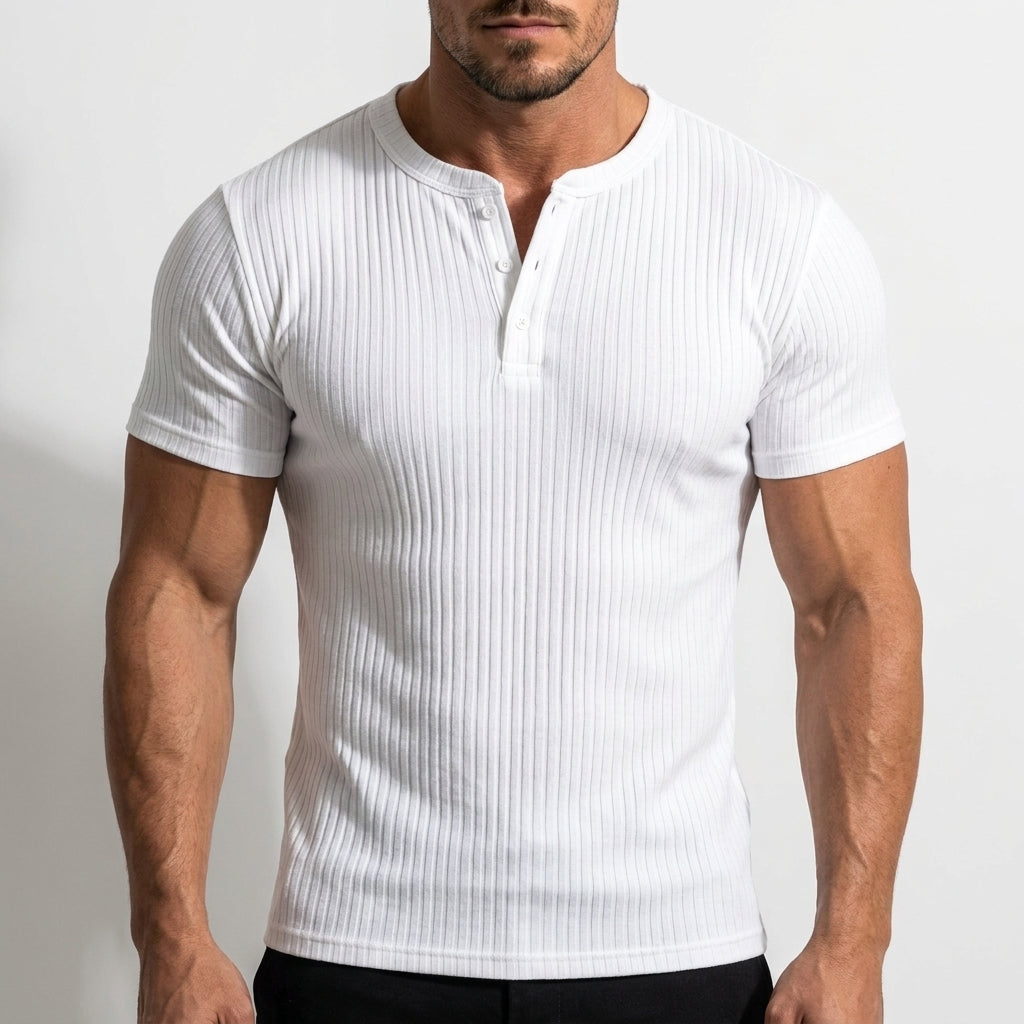 Lucca Ribbed Slim-Fit Henley – view 6