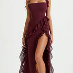 Lucienne Ruffled Slit Maxi Dress – view 1