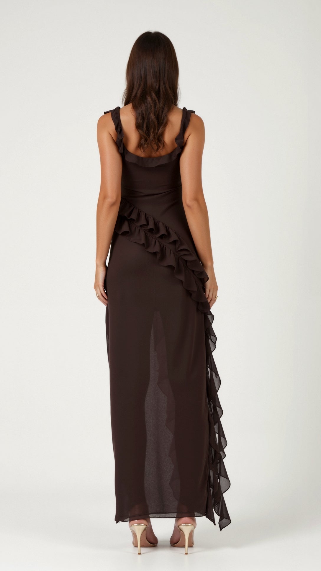 Lucienne Ruffled Slit Maxi Dress – view 10