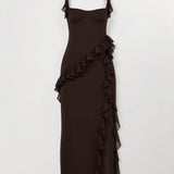 Lucienne Ruffled Slit Maxi Dress – view 11