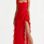 Lucienne Ruffled Slit Maxi Dress – view 15