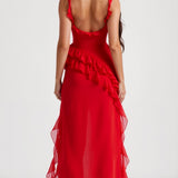 Lucienne Ruffled Slit Maxi Dress – view 16
