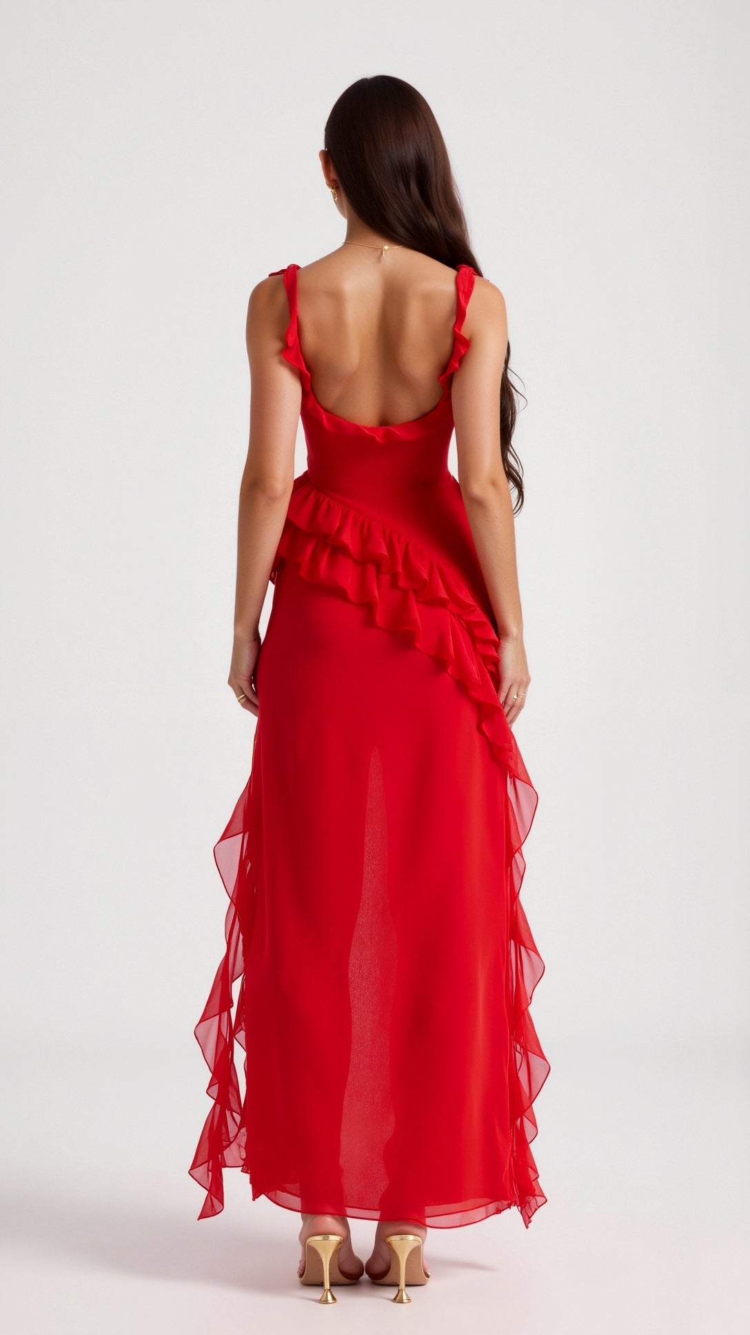 Lucienne Ruffled Slit Maxi Dress – view 16