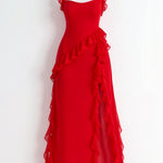 Lucienne Ruffled Slit Maxi Dress – view 17