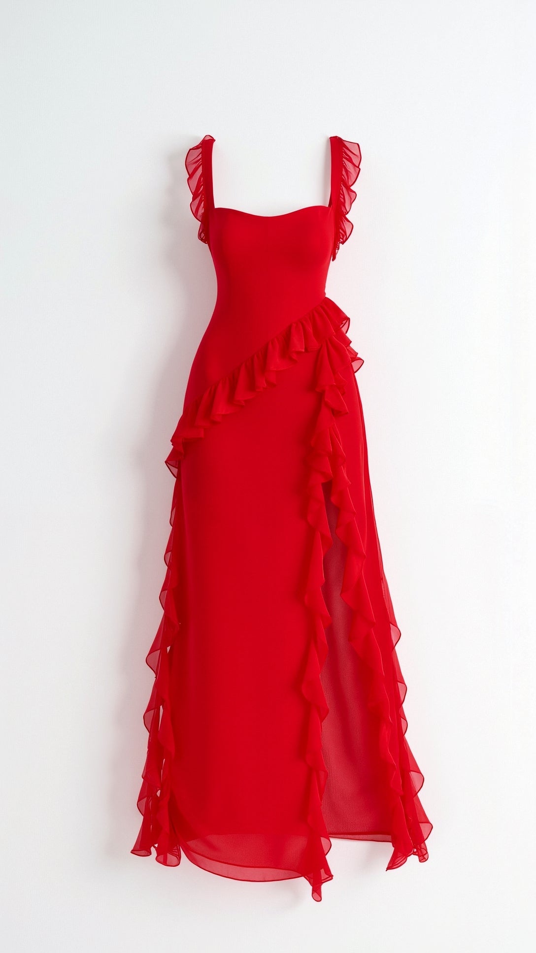 Lucienne Ruffled Slit Maxi Dress – view 17