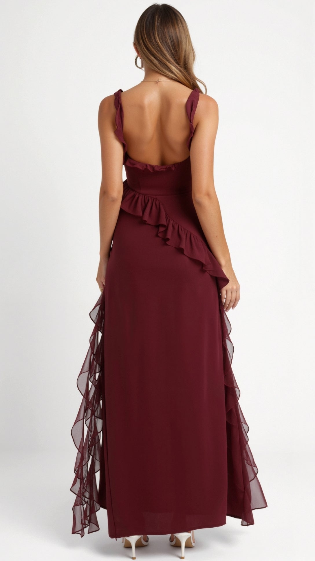 Lucienne Ruffled Slit Maxi Dress – view 2