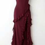 Lucienne Ruffled Slit Maxi Dress – view 3
