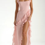 Lucienne Ruffled Slit Maxi Dress – view 4