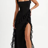 Lucienne Ruffled Slit Maxi Dress – view 7