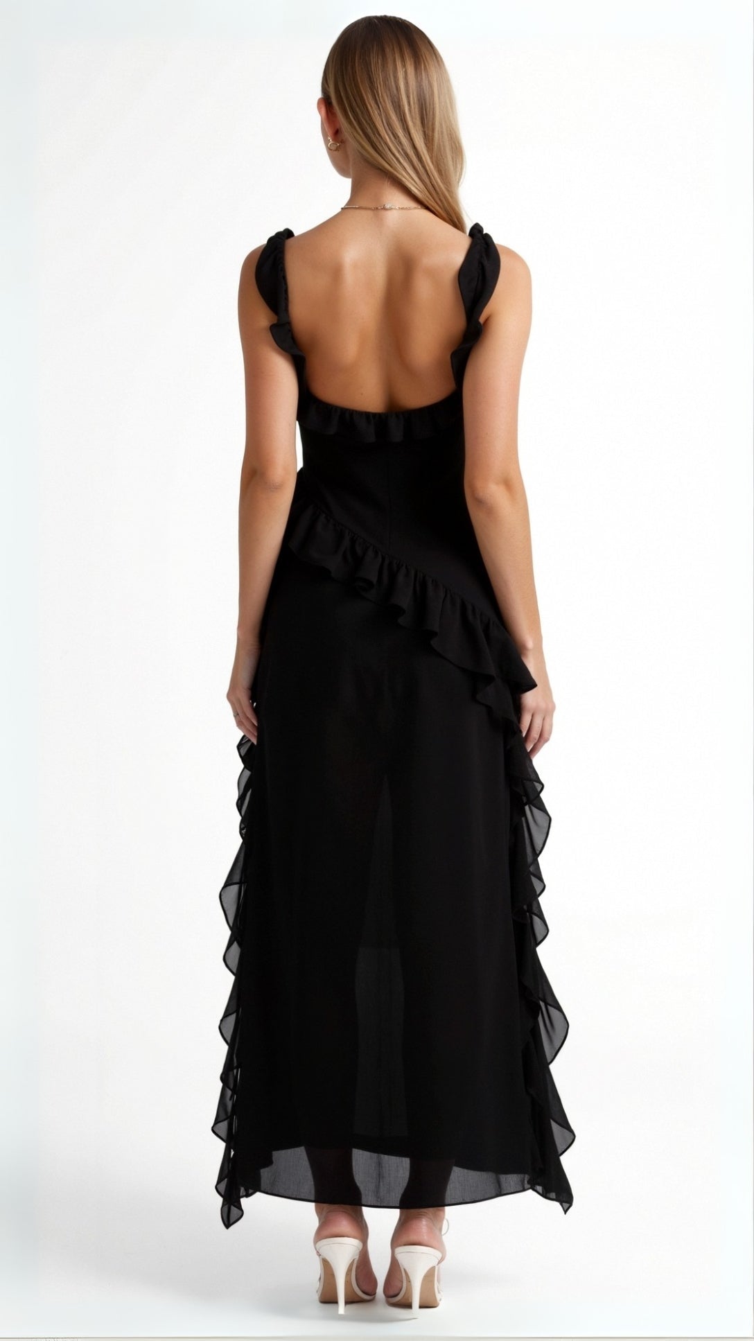 Lucienne Ruffled Slit Maxi Dress – view 8