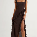 Lucienne Ruffled Slit Maxi Dress – view 9