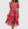 Lacey & Brooks | Marianne Floral Asymmetric Midi Dress