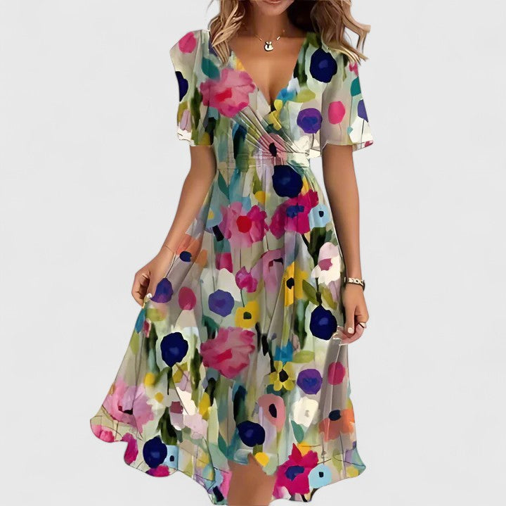 Marianne Floral Asymmetric Midi Dress – view 3