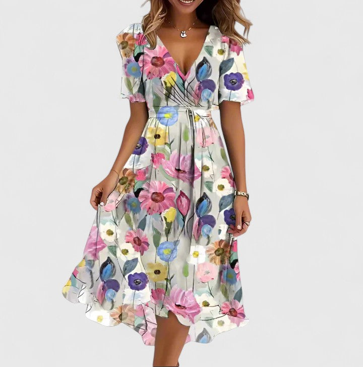 Marianne Floral Asymmetric Midi Dress – view 6