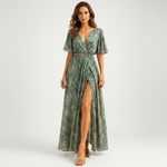 Marisol Wrap Neck Slit Maxi Dress – view 1