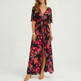 Marisol Wrap Neck Slit Maxi Dress – view 4