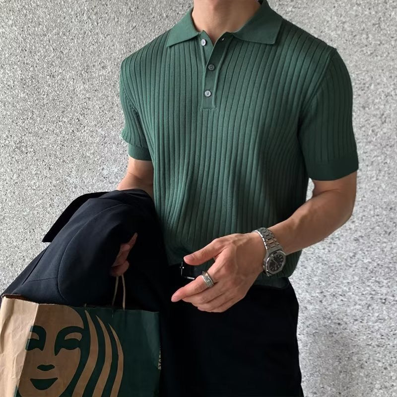 Marlow Ribbed Knit Cotton Polo – view 1