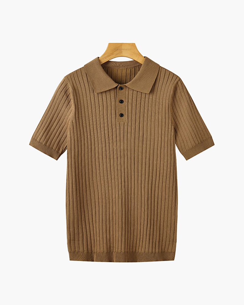 Marlow Ribbed Knit Cotton Polo – view 10