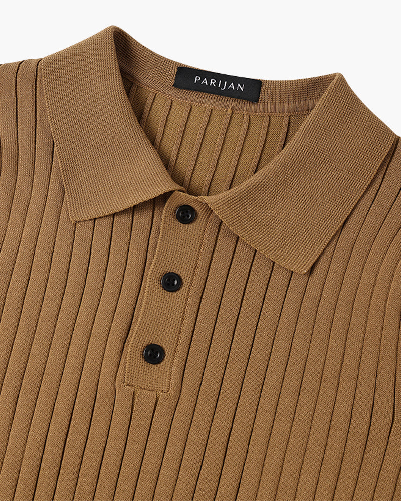Marlow Ribbed Knit Cotton Polo – view 11