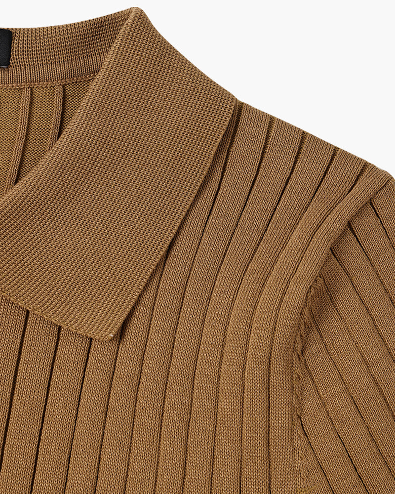 Marlow Ribbed Knit Cotton Polo – view 13