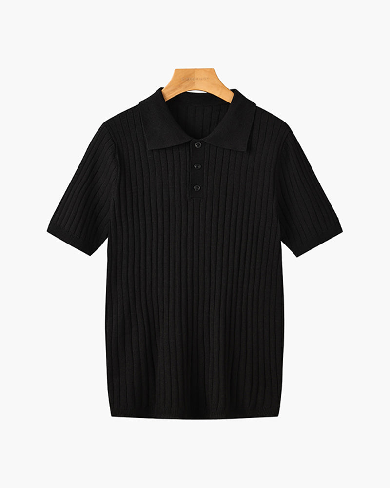 Marlow Ribbed Knit Cotton Polo – view 16