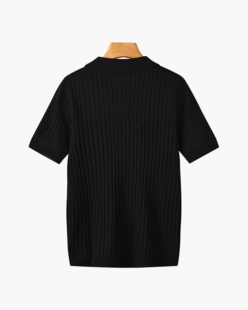 Marlow Ribbed Knit Cotton Polo – view 17