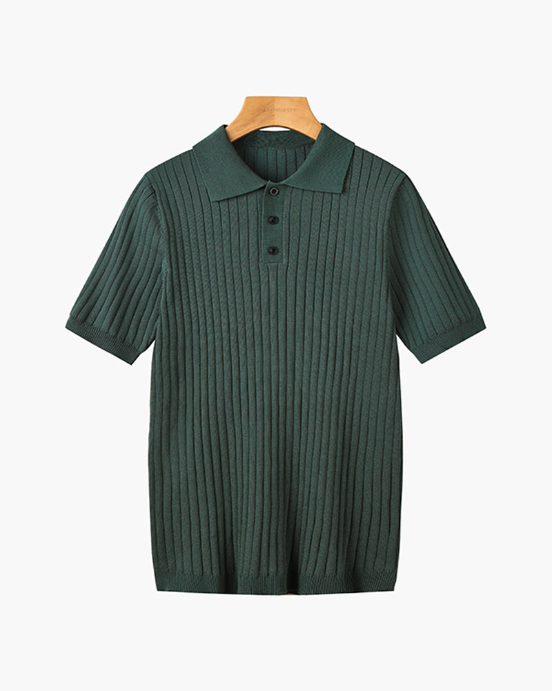 Marlow Ribbed Knit Cotton Polo – view 2