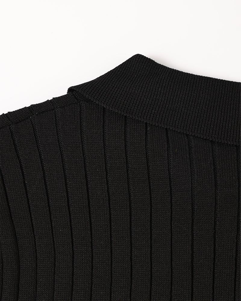 Marlow Ribbed Knit Cotton Polo – view 23